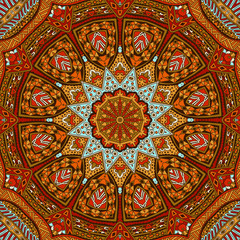 Fototapeta na wymiar Abstract autumn mandala ethnic tribal pattern