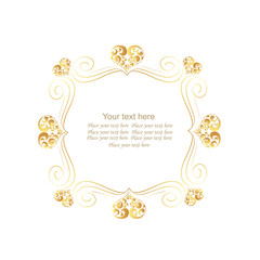 Decorative vector monogram for design template. Elegant element for logo design, place for text, line art floral frame. Golden outline border. Lace illustration for invitations, greeting cards.