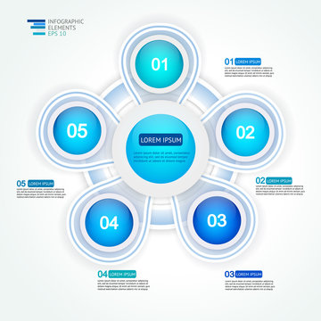 5 step options cycle process diagram. Infographic vector template for reports, plans,presentation,web.