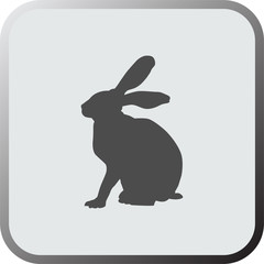 Graphical flat icon, button of hare, rabbit. Vector.
