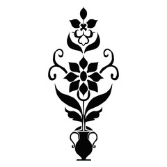 black and white pattern leaf flower tattoo