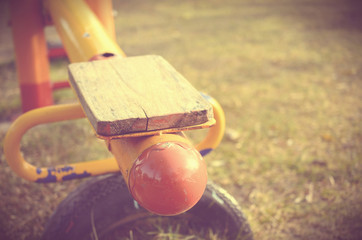 Close up seesaw playground, shallow depth of field.