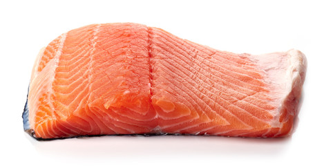 Fresh raw salmon fillet isolated on white