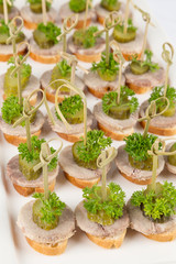 closeup canapes and snacks for catering