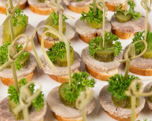 closeup canapes and snacks for catering