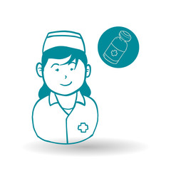 Medical care concept. Nurse icon. White background