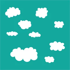 Tuinposter Cloud icons set on blue sky background. © ukiukiart