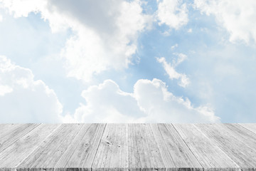 Blue sky cloud with Wood terrace