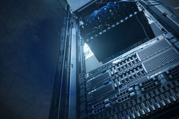 Fototapeta na wymiar Cloud Servers Computing technology in datacenter creative concept