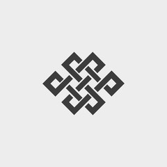 Icon endless knot in a flat design in black color. Vector illustration eps10