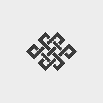 Icon endless knot in a flat design in black color. Vector illustration eps10