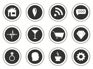 Set of round icons. Paper round. Black and white icons. 3d icons. Vector.
