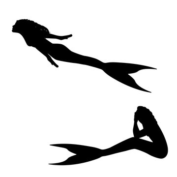 Vector illustration of a mermaid silhouette