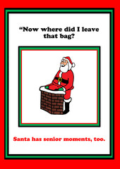 Christmas illustration of Santa Claus having a senior moment.