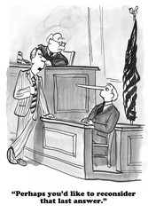 Legal cartoon about lying under oath.