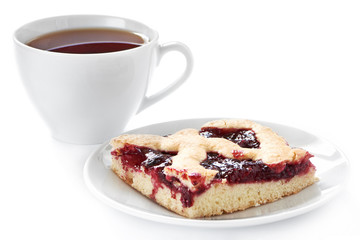 Cup of hot tea and homemade cake