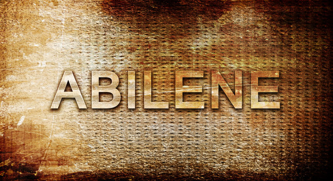 abilene, 3D rendering, text on a metal background