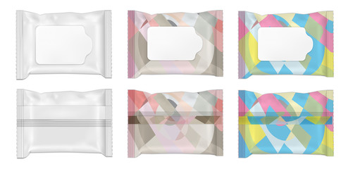 Color and white wet wipes package with flap