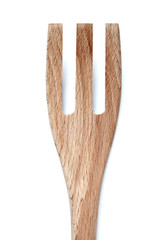 close-up image of a wooden food turner.