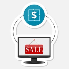 Ecommerce icon, Shopping design, monitor sticker