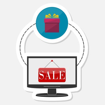 recommend clip art: Ecommerce icon, Shopping design, monitor sticker