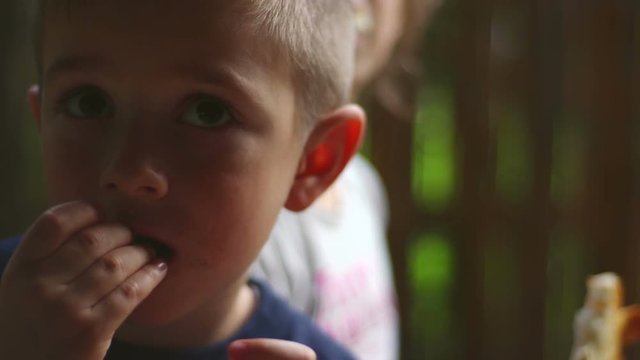 Kid eating close up
