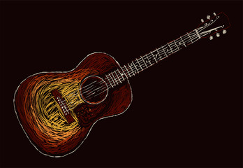 Acoustic guitar drawing - 111200176