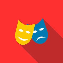Two masks icon in flat style