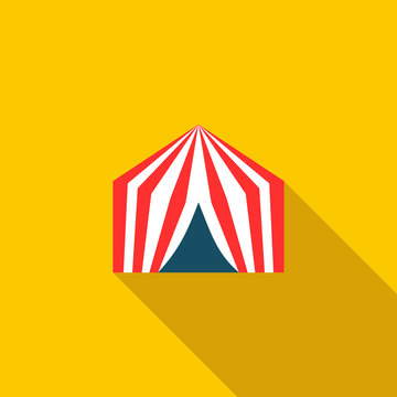 Circus tent icon, flat style