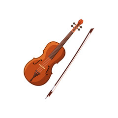 Obraz na płótnie Canvas Violin with fiddlestick icon, cartoon style