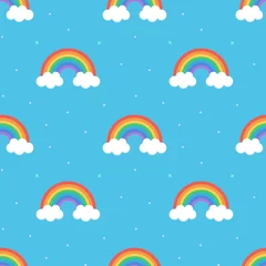 Foto op Plexiglas Flat design, cartoon rainbow seamless pattern background. © cosmic_pony