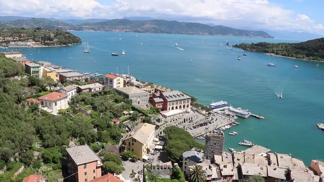 Porto Venere and Palmaria Island View from above, Ligurian Sea Italy