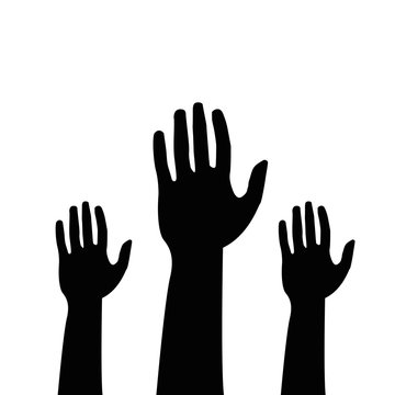 Helping hands , vector in black color on white background