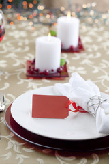 white candles and plate