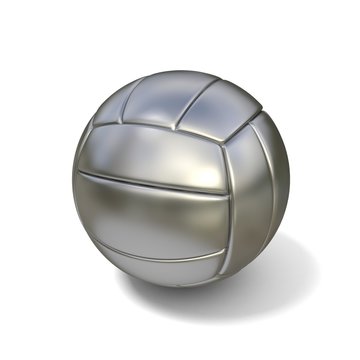 Silver volleyball ball isolated on white background. 3D illustration