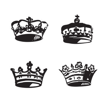 Set of vector icons. Shape of Crowns
