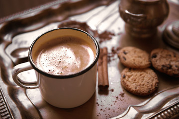 Coffee set on silver tray