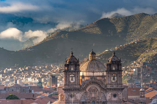 Morning sun rising at Plaza de armas, Cusco, City