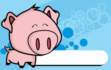 cute little big head pig cartoon background in vector format