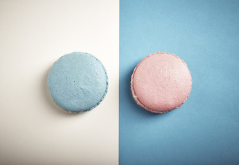 colorful macaron pink And .blue macaron