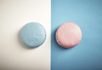 Crédence de cuisine en verre imprimé Macarons colorful macaron pink And .blue macaron