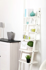 White interior with modern furniture, close up