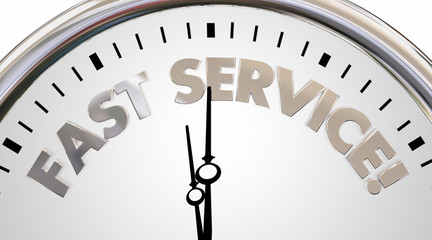 Fast Service Company Clock Time Speed Words 3d Illustration