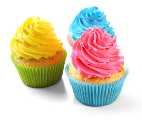 Birthday cupcakes isolated on white
