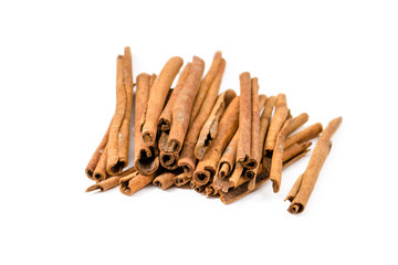 Fragrant cinnamon sticks isolated on white background