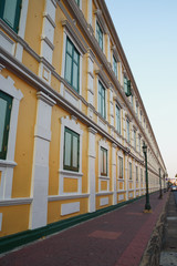 The old building architecture  of the exterior facade of Ministry of Defence Thailand