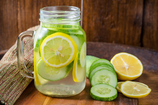 Detox water with lemon, cucumber
