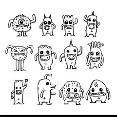 cartoon cute monsters illustration design