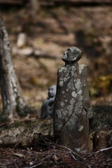 春の箱根仙石原長安寺；五百羅漢像】
