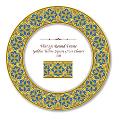 Vintage Round Retro Frame 370 Golden Yellow Square Cross Flower